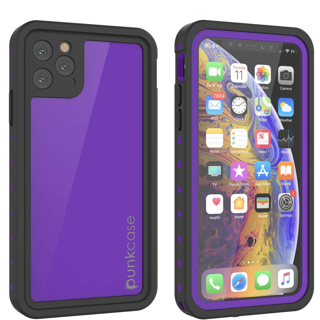 iPhone 11 Pro Waterproof IP68 Case, Punkcase [Purple] [StudStar Series] [Slim Fit] [Dirtproof]