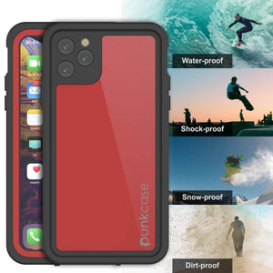 iPhone 11 Pro Waterproof IP68 Case, Punkcase [Red] [StudStar Series] [Slim Fit]