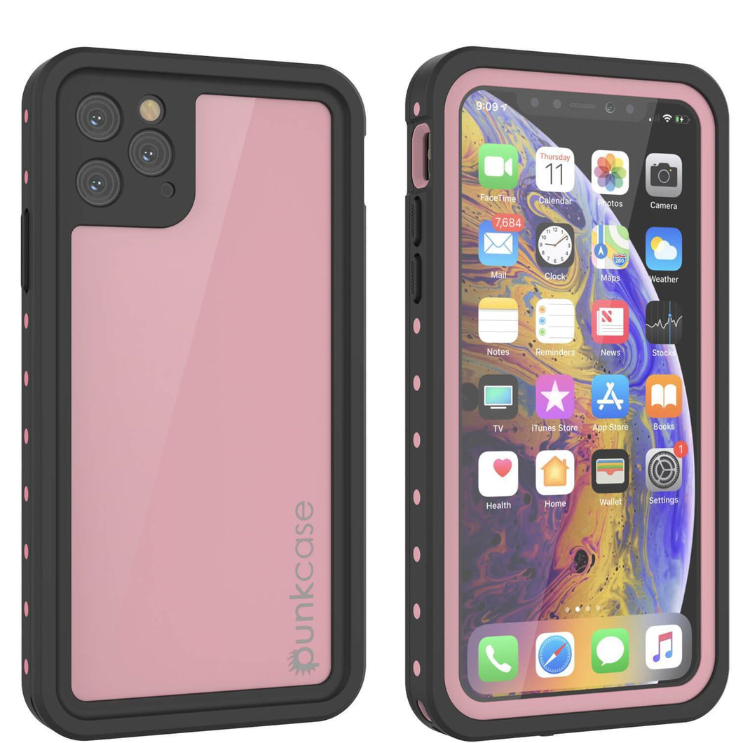iPhone 11 Pro Max Waterproof IP68 Case, Punkcase [Pink] [StudStar Series] [Slim Fit] [Dirtproof]