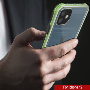 Punkcase iPhone 12 Waterproof Case [Aqua Series] Armor Cover [Clear Black] [Clear Back]