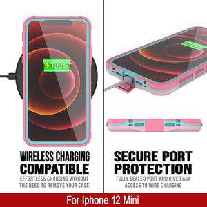 Punkcase iPhone 13 Mini Waterproof Case [Aqua Series] Armor Cover [Pink]