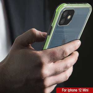 Punkcase iPhone 12 Mini Waterproof Case [Aqua Series] Armor Cover [Clear Black] [Clear Back]