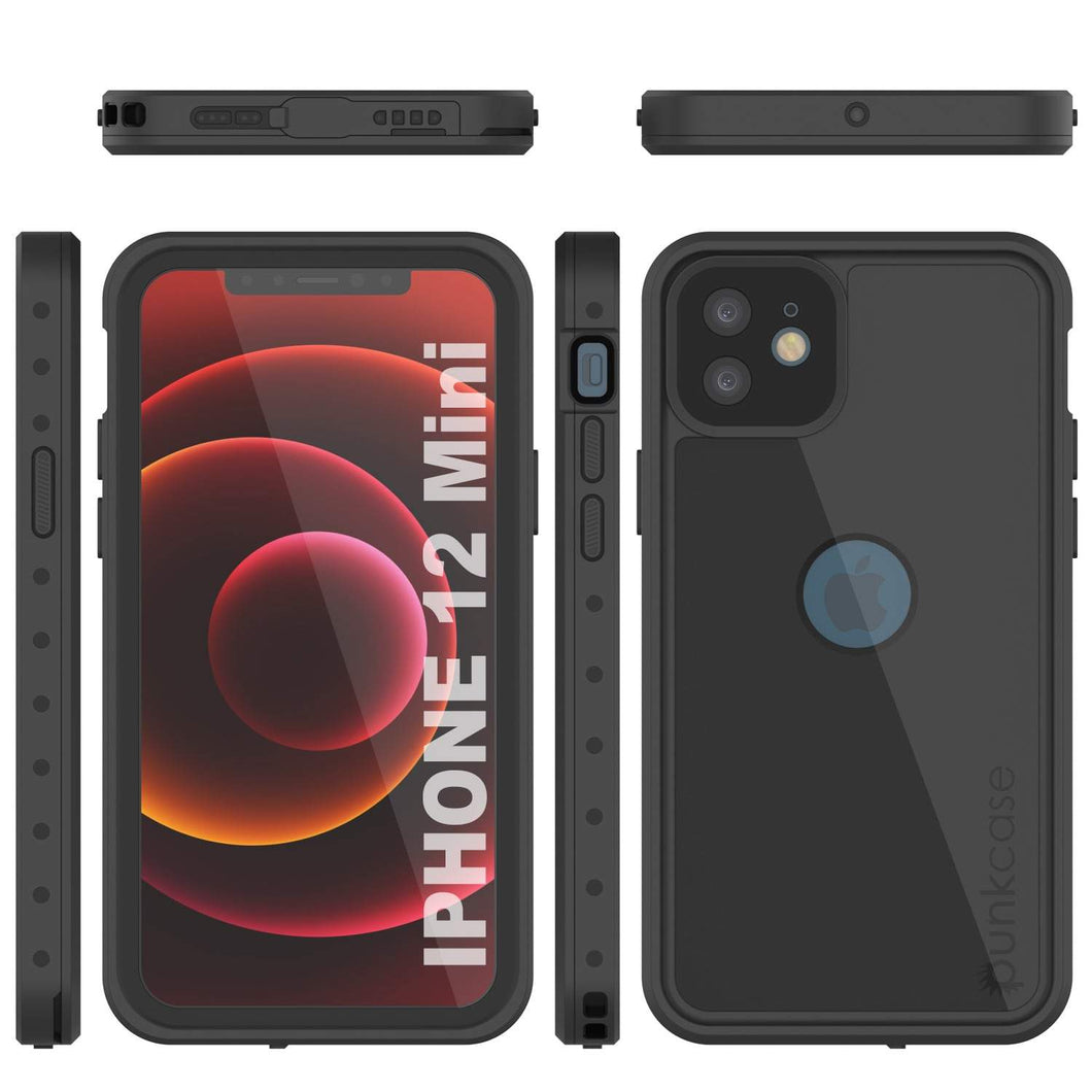 iPhone 12 Mini Waterproof IP68 Case, Punkcase [Black] [StudStar Series] [Slim Fit]