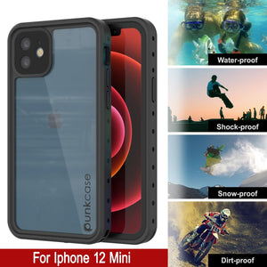 iPhone 12 Mini Waterproof IP68 Case, Punkcase [Clear] [StudStar Series] [Slim Fit] [Dirtproof]