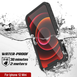 iPhone 12 Mini Waterproof IP68 Case, Punkcase [Black] [StudStar Series] [Slim Fit]