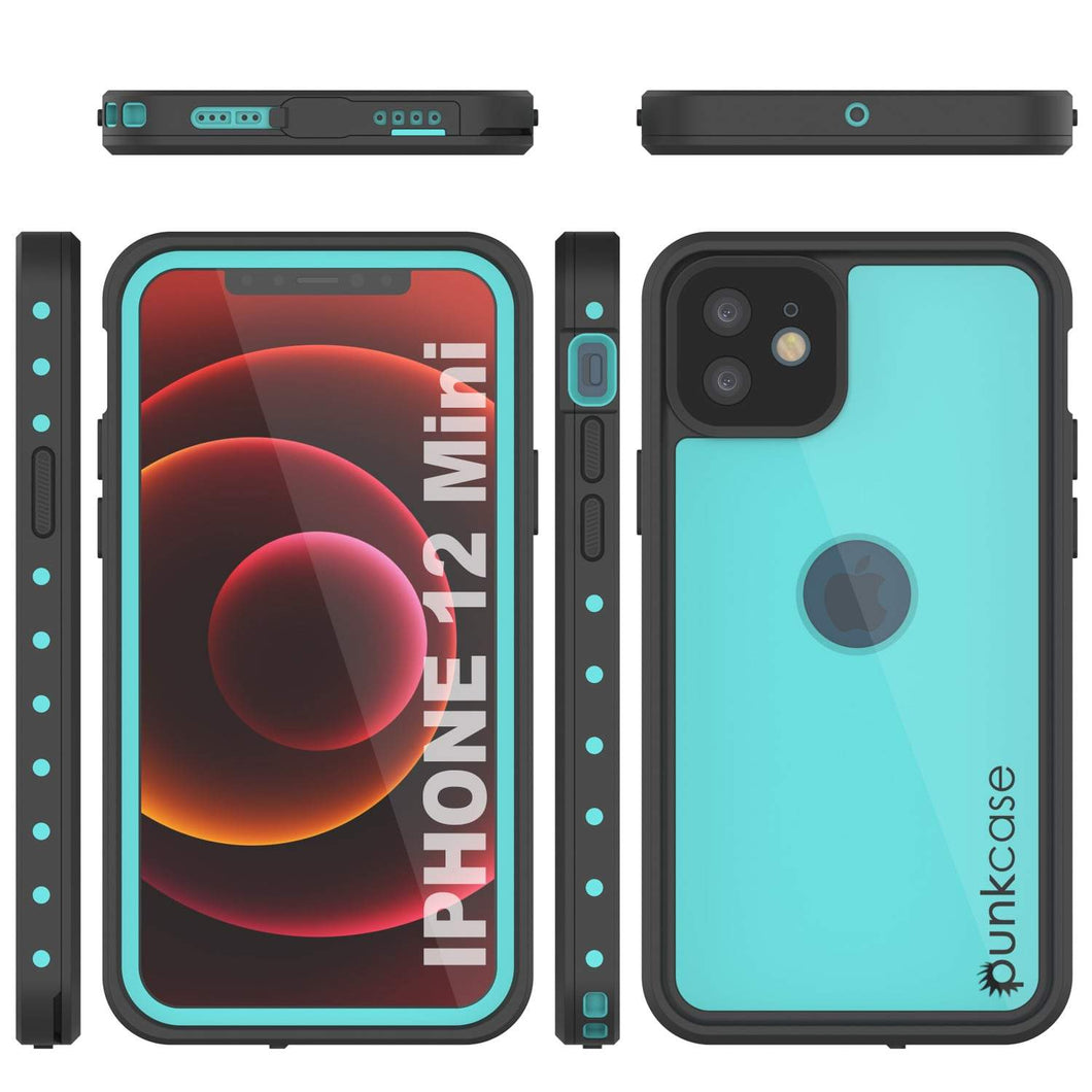 iPhone 12 Mini Waterproof IP68 Case, Punkcase [Teal] [StudStar Series] [Slim Fit]