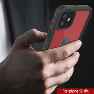 iPhone 12 Mini Waterproof IP68 Case, Punkcase [Red] [StudStar Series] [Slim Fit]