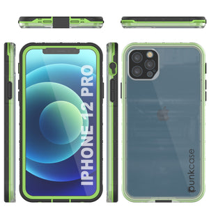 Punkcase iPhone 12 Pro Waterproof Case [Aqua Series] Armor Cover [Clear Black] [Clear Back]
