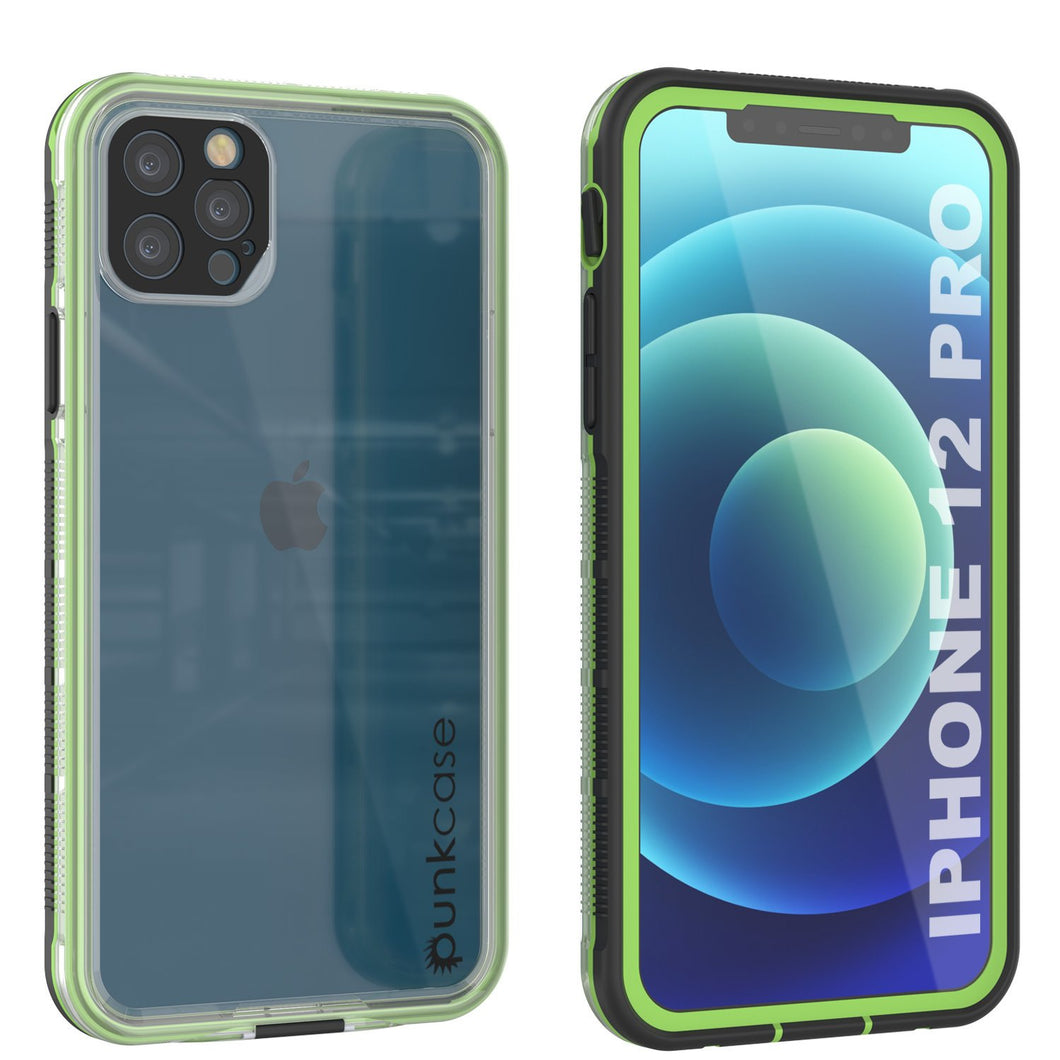 Punkcase iPhone 12 Pro Waterproof Case [Aqua Series] Armor Cover [Clear Black] [Clear Back]
