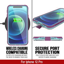 Load image into Gallery viewer, Punkcase iPhone 12 Pro Waterproof Case [Aqua Series] Armor Cover [Clear Purple] [Clear Back]
