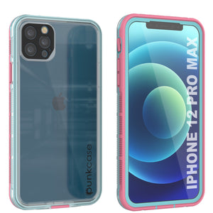 Punkcase iPhone 13 Pro Max Waterproof Case [Aqua Series] Armor Cover [Clear Pink] [Clear Back]