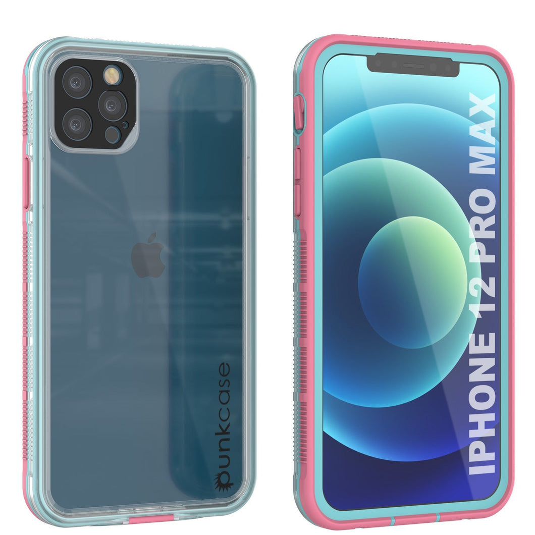Punkcase iPhone 13 Pro Max Waterproof Case [Aqua Series] Armor Cover [Clear Pink] [Clear Back]