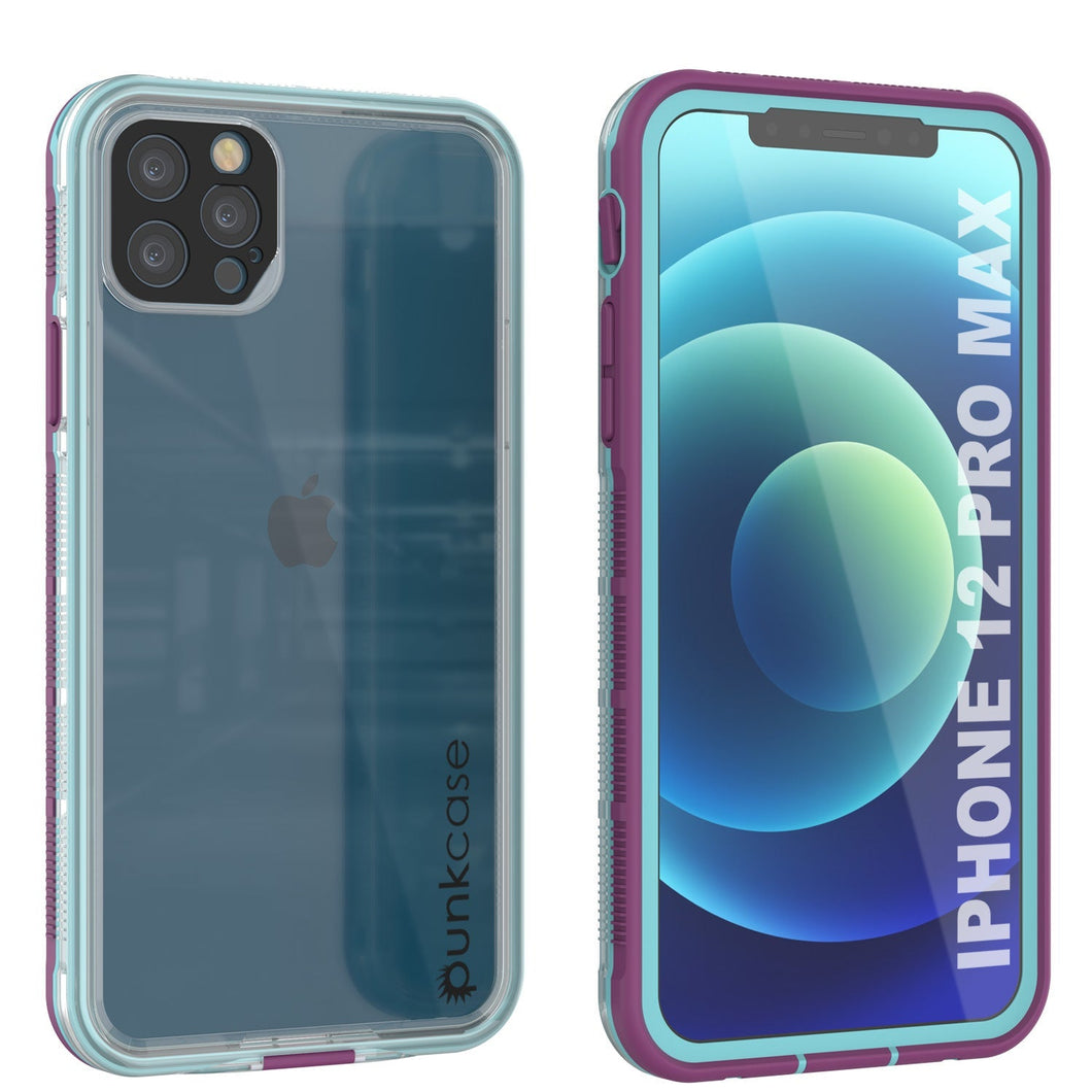 Punkcase iPhone 13 Pro Max Waterproof Case [Aqua Series] Armor Cover [Clear Blue] [Clear Back]