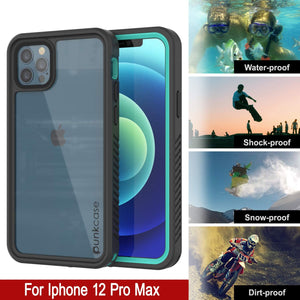 iPhone 12 Pro Max Waterproof Case, Punkcase [Extreme Series] Armor Cover W/ Built In Screen Protector [Teal]