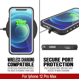 iPhone 12 Pro Max Waterproof IP68 Case, Punkcase [White] [StudStar Series] [Slim Fit] [Dirtproof]