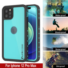 Load image into Gallery viewer, iPhone 12 Pro Max Waterproof IP68 Case, Punkcase [Teal] [StudStar Series] [Slim Fit]
