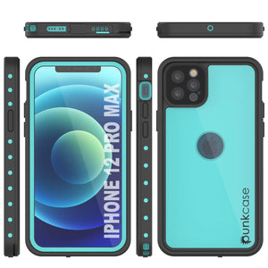 iPhone 12 Pro Max Waterproof IP68 Case, Punkcase [Teal] [StudStar Series] [Slim Fit]