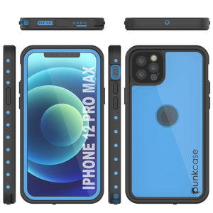 iPhone 12 Pro Max Waterproof IP68 Case, Punkcase [Light blue] [StudStar Series] [Slim Fit] [Dirtproof]