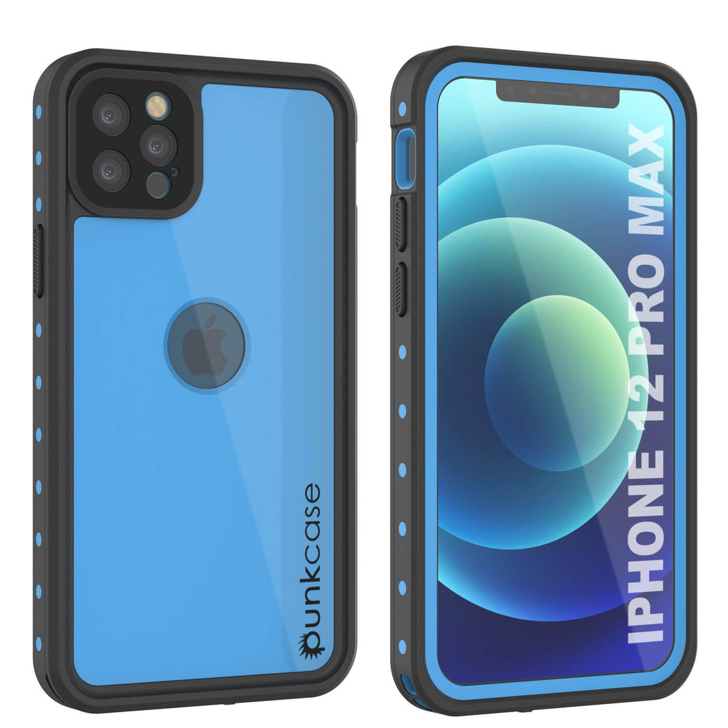 iPhone 12 Pro Max Waterproof IP68 Case, Punkcase [Light blue] [StudStar Series] [Slim Fit] [Dirtproof]