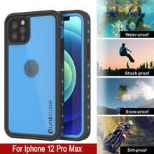 Load image into Gallery viewer, iPhone 12 Pro Max Waterproof IP68 Case, Punkcase [Light blue] [StudStar Series] [Slim Fit] [Dirtproof]

