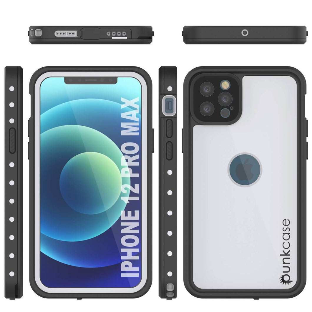 iPhone 12 Pro Max Waterproof IP68 Case, Punkcase [White] [StudStar Series] [Slim Fit] [Dirtproof]