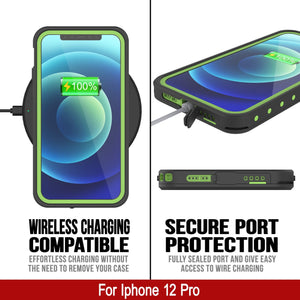 iPhone 12 Pro Waterproof IP68 Case, Punkcase [Light green] [StudStar Series] [Slim Fit] [Dirtproof]