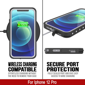 iPhone 12 Pro Waterproof IP68 Case, Punkcase [White] [StudStar Series] [Slim Fit] [Dirtproof]