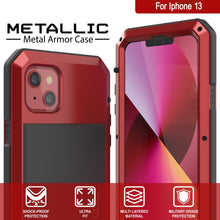 Load image into Gallery viewer, iPhone 13 Metal Case, Heavy Duty Military Grade Armor Cover [shock proof] Full Body Hard [Red]
