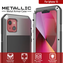 Load image into Gallery viewer, iPhone 13 Metal Case, Heavy Duty Military Grade Armor Cover [shock proof] Full Body Hard [Silver]
