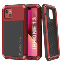 Load image into Gallery viewer, iPhone 13 Metal Case, Heavy Duty Military Grade Armor Cover [shock proof] Full Body Hard [Red]
