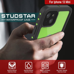 iPhone 13 Mini Waterproof IP68 Case, Punkcase [Light green] [StudStar Series] [Slim Fit] [Dirtproof]