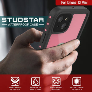 iPhone 13 Mini Waterproof IP68 Case, Punkcase [Pink] [StudStar Series] [Slim Fit] [Dirtproof]