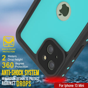 iPhone 13 Mini Waterproof IP68 Case, Punkcase [Teal] [StudStar Series] [Slim Fit]