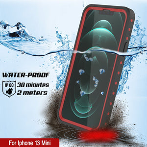 iPhone 13 Mini Waterproof IP68 Case, Punkcase [Red] [StudStar Series] [Slim Fit]