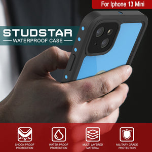 iPhone 13 Mini Waterproof IP68 Case, Punkcase [Light blue] [StudStar Series] [Slim Fit] [Dirtproof]