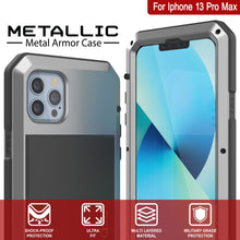 Load image into Gallery viewer, iPhone 13 Pro Max Metal Case, Heavy Duty Military Grade Armor Cover [shock proof] Full Body Hard [Silver]

