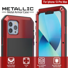 Load image into Gallery viewer, iPhone 13 Pro Max Metal Case, Heavy Duty Military Grade Armor Cover [shock proof] Full Body Hard [Red]
