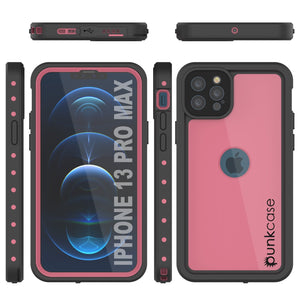 iPhone 13 Pro Max Waterproof IP68 Case, Punkcase [Pink] [StudStar Series] [Slim Fit] [Dirtproof]