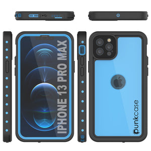 iPhone 13 Pro Max Waterproof IP68 Case, Punkcase [Light blue] [StudStar Series] [Slim Fit] [Dirtproof]