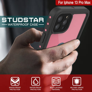 iPhone 13 Pro Max Waterproof IP68 Case, Punkcase [Pink] [StudStar Series] [Slim Fit] [Dirtproof]