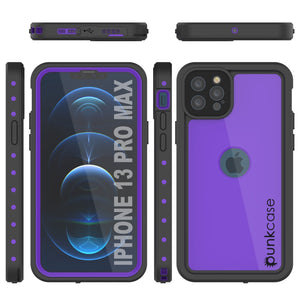 iPhone 13 Pro Max Waterproof IP68 Case, Punkcase [Purple] [StudStar Series] [Slim Fit] [Dirtproof]