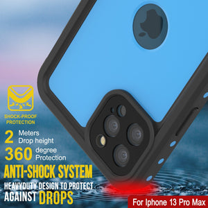 iPhone 13 Pro Max Waterproof IP68 Case, Punkcase [Light blue] [StudStar Series] [Slim Fit] [Dirtproof]