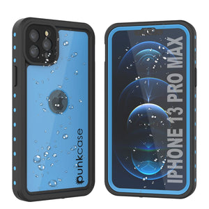 iPhone 13 Pro Max Waterproof IP68 Case, Punkcase [Light blue] [StudStar Series] [Slim Fit] [Dirtproof]