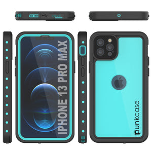 iPhone 13 Pro Max Waterproof IP68 Case, Punkcase [Teal] [StudStar Series] [Slim Fit]