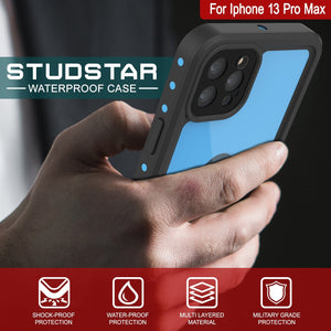 iPhone 13 Pro Max Waterproof IP68 Case, Punkcase [Light blue] [StudStar Series] [Slim Fit] [Dirtproof]