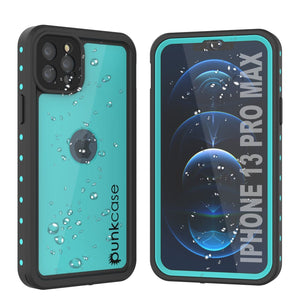 iPhone 13 Pro Max Waterproof IP68 Case, Punkcase [Teal] [StudStar Series] [Slim Fit]