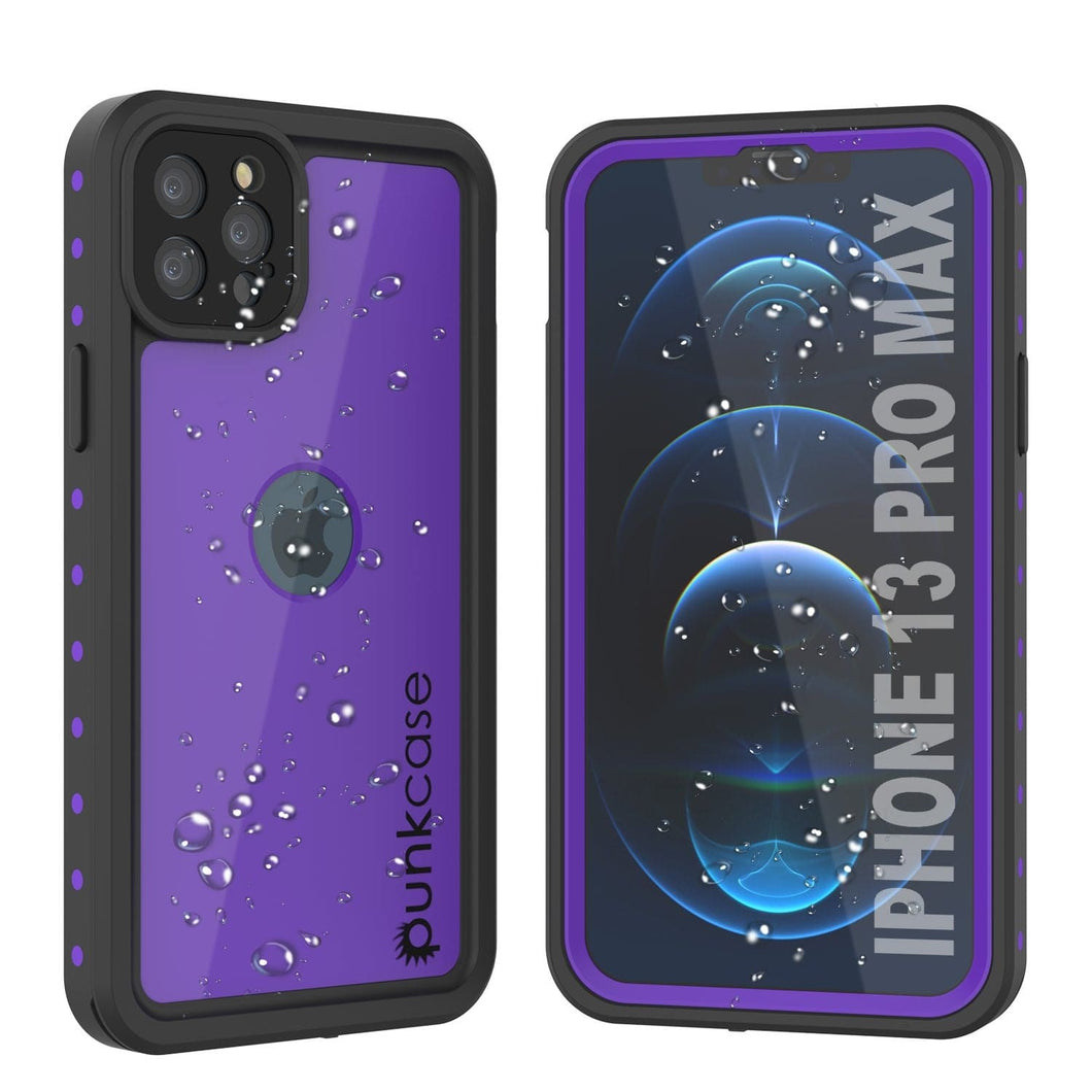 iPhone 13 Pro Max Waterproof IP68 Case, Punkcase [Purple] [StudStar Series] [Slim Fit] [Dirtproof]