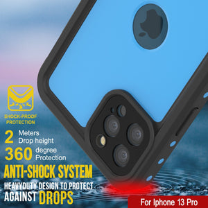 iPhone 13 Pro Waterproof IP68 Case, Punkcase [Light blue] [StudStar Series] [Slim Fit] [Dirtproof]