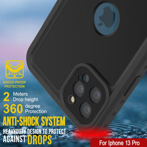 iPhone 13 Pro Waterproof IP68 Case, Punkcase [Black] [StudStar Series] [Slim Fit]