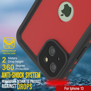 iPhone 13 Waterproof IP68 Case, Punkcase [Red] [StudStar Series] [Slim Fit]